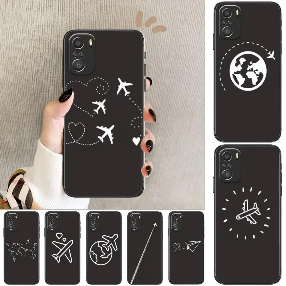 

Luxury World Map Travel For Xiaomi Redmi Note 10S 10 9T 9S 9 8T 8 7S 7 6 5A 5 Pro Max Soft Black Phone Case