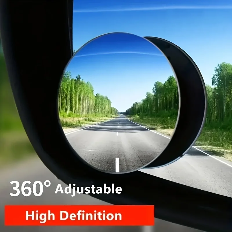 Car Blind Spot Rear View Mirror Wide Angle 360 Degree Adjustable Small Round Mirror Car Reverse Auxiliary Rearview Convex
