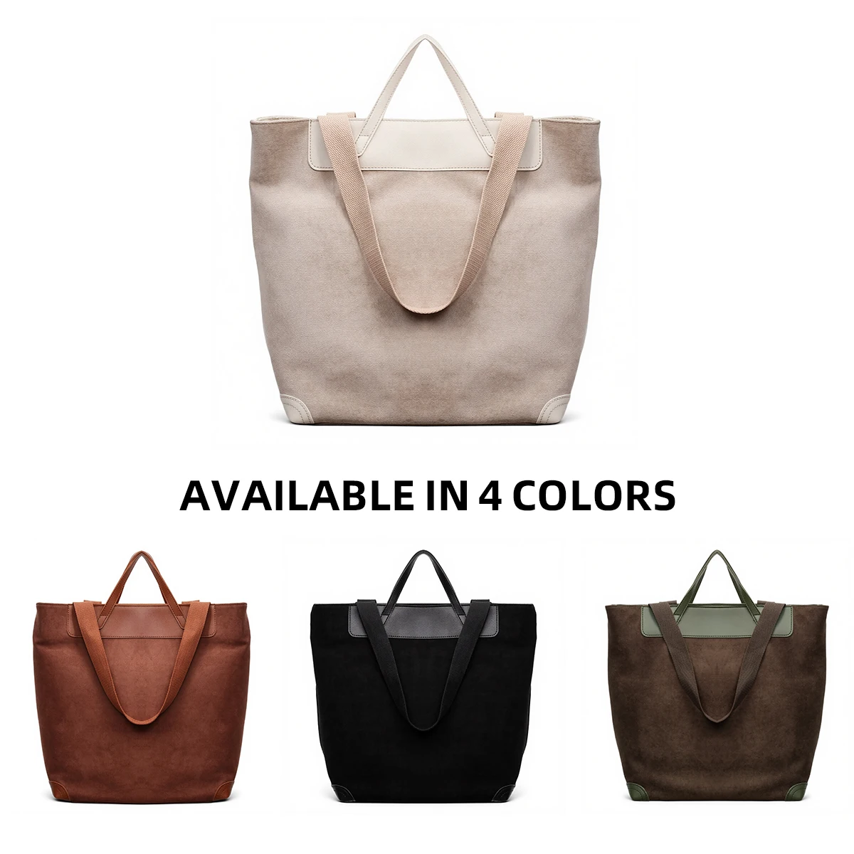 Japanese 2025 American-Style Workwear Retro Commuter Large Bag, Can Be Worn Cross-Body, Suede Handbag, Melard Color Series Tote Bag for Work, College Students, and Classes