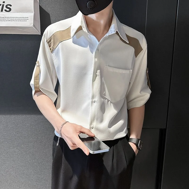 

Summer Korean Shirt Men's Short Sleeve Fashion Ice 2023 New Thin Camisa Masculina Slim Fit Blouse Men Casual Polo Male Clothing