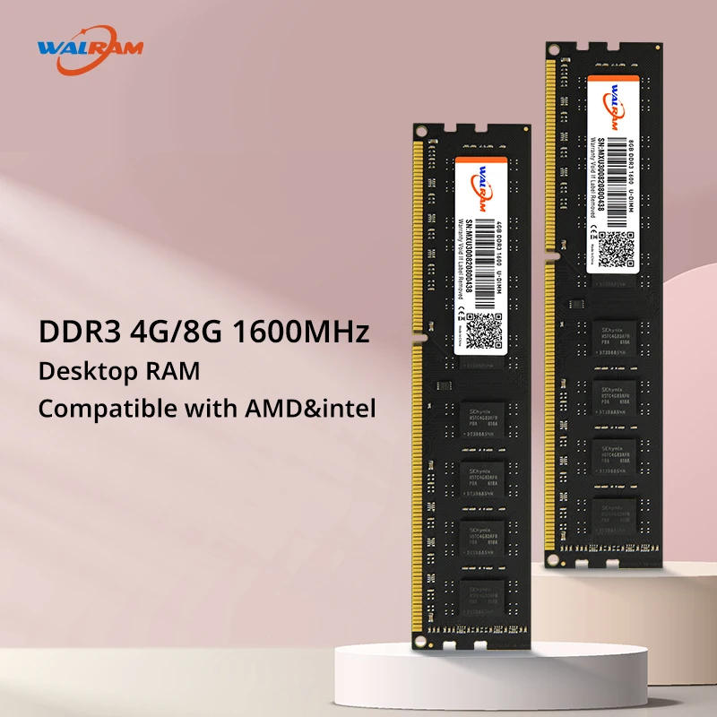 WALRAM DDR3 Desktop Memory RAM UDIMM, 1600MHz PC3 12800U 240 Pin 1.5V 4GB 8GB Non ECC