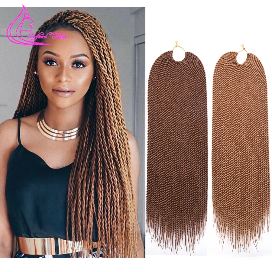 Refined Hair Synthetic Small Crochet Braids Senegalese Twist Braid 30Roots/pc African Woman Girls' Braiding Hair Extensions