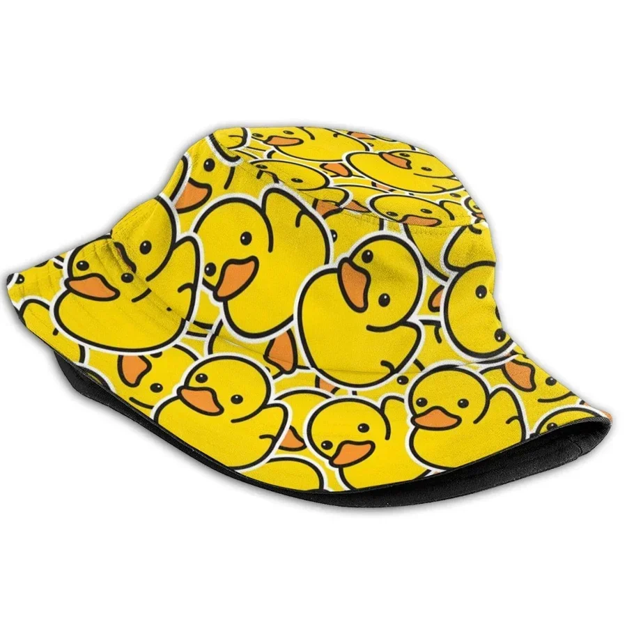 Summer Sun Hat Reversible Yellow Duck Bucket Hat For Men Women Cotton Bob Panama Girls Beach Travel Outdoor Fisherman