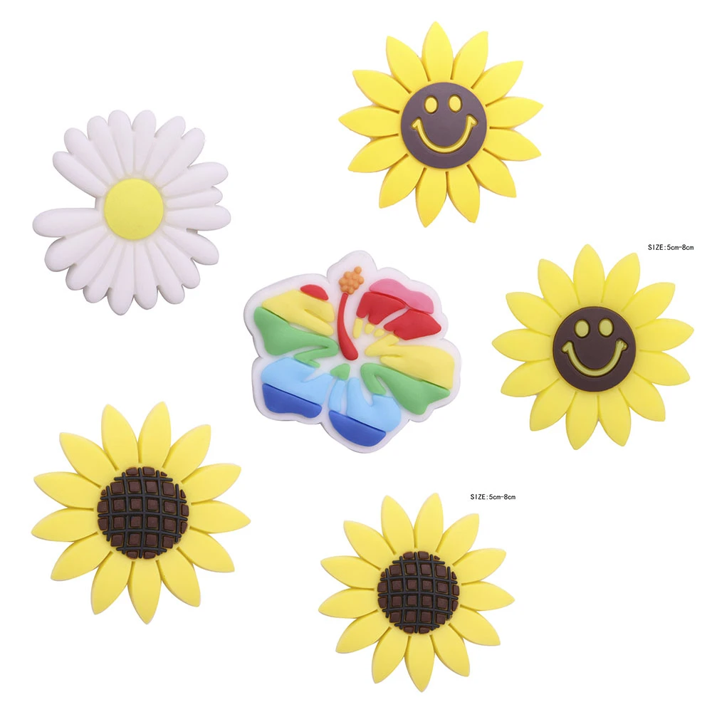Mix 50PCS PVC Cute Cartoon Shoe Charms Kawaii Colorful Sunflower  Chrysanthemum Smile Face Flower Croc Jibz Buckle Fit Wristbands| | -  AliExpress