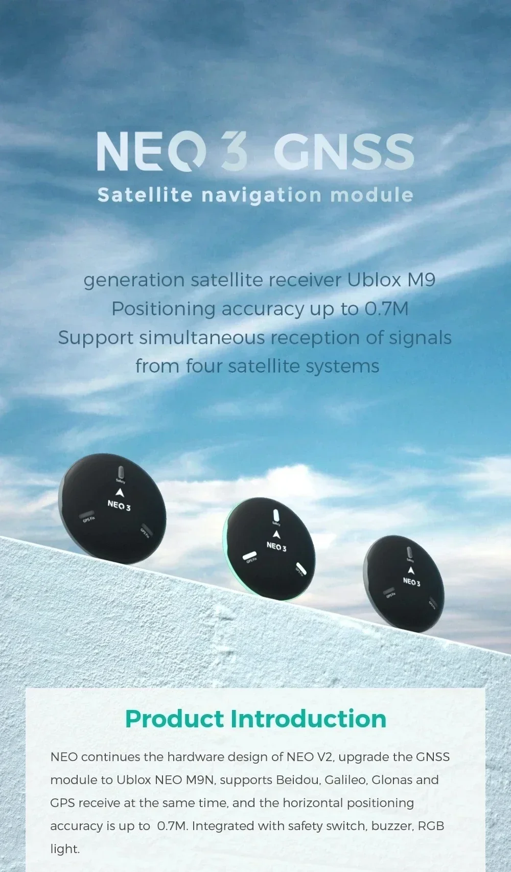 Module GNSS CUAV NEO 3 U-Blox M9N GPS Boussole pour Pixhawk