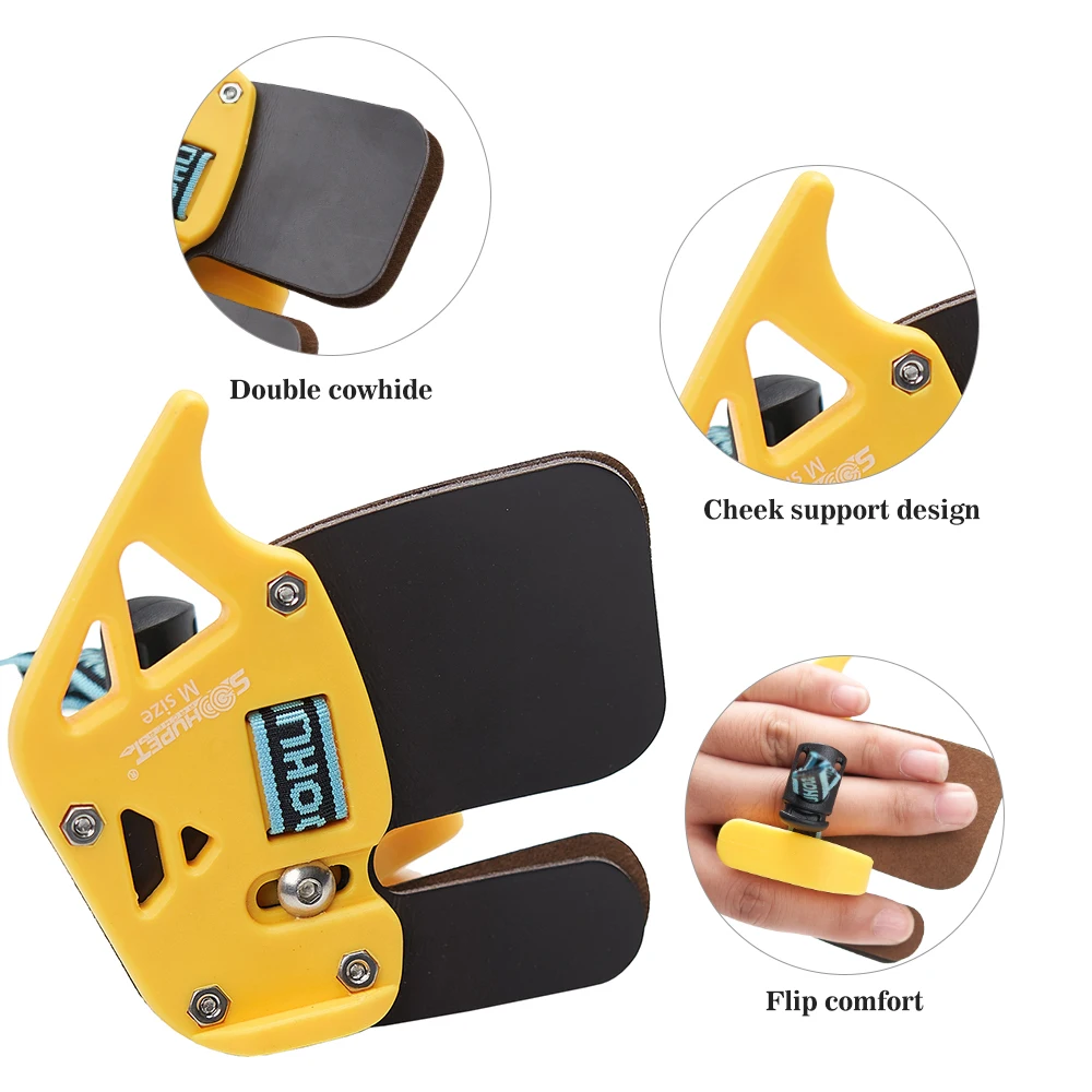 Genuine Cowhide Finger Tab Right Handed Finger Guard Archery Shooting Hunting Supplies Beginner Children