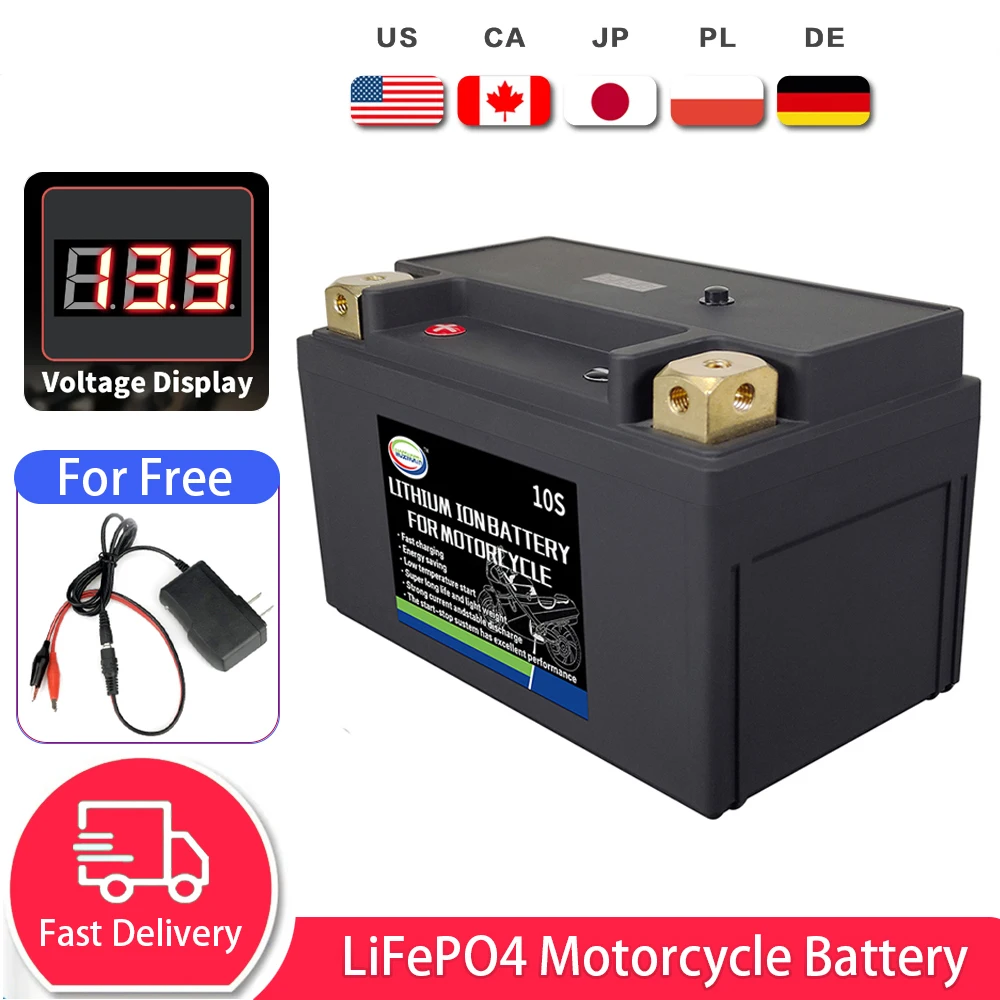 

10S Motorcycle Battery 12V 6Ah CCA420 Built in BMS Lithium Iron Phosphate Batteries Portable Power Bank for Scooter RV Golf Cart