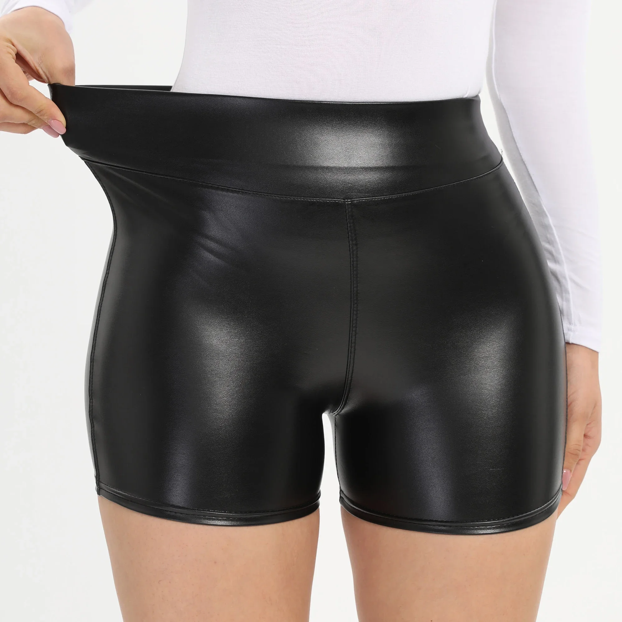 Sexy Women PU Leather Biker Shorts Outdoor Skinny Tights Hot Pants High Waist Casual Summer Leather Short Pants Nightclub Wear