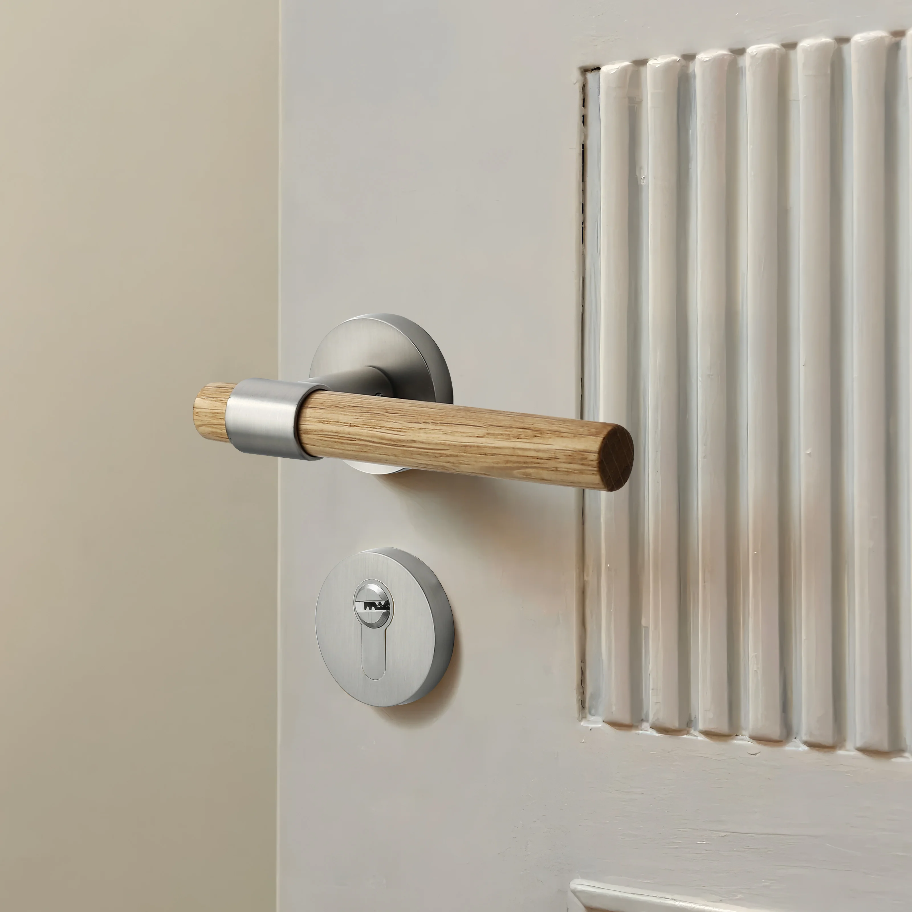 Privacy Door Handle Wood Handle Lever Bedroom Bathroom Passage Door Lock Without Lock Cylinder Viladepot