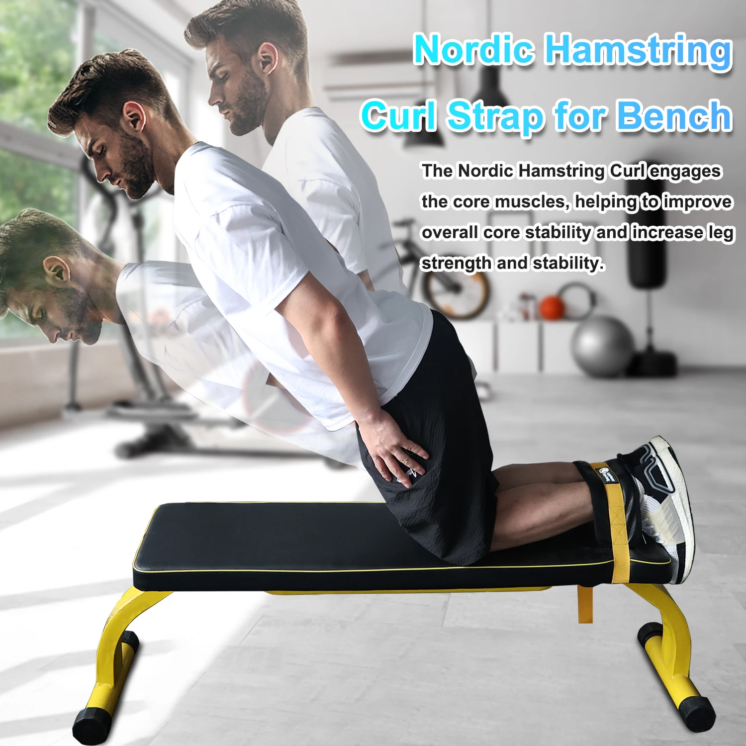 Nordic Hamstring Curl Strap - Assisted Leg Workout Strap for Weight Bench - Ideal for Nordic Curls, Sit-ups, Glute Training 5
