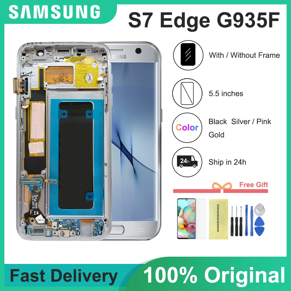 ЖК-дисплей 5 ''для SAMSUNG Galaxy S7 edge G935 G935F сенсорный экран с рамкой и дигитайзером в
