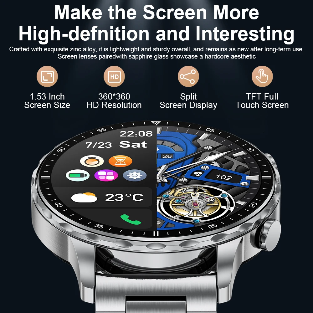 LIGE Luxury Steel Men Smart Watch Bluetooth Call Sport Fitness Watch Tracker Blood Pressure Monitor Waterproof Health Smartwatch