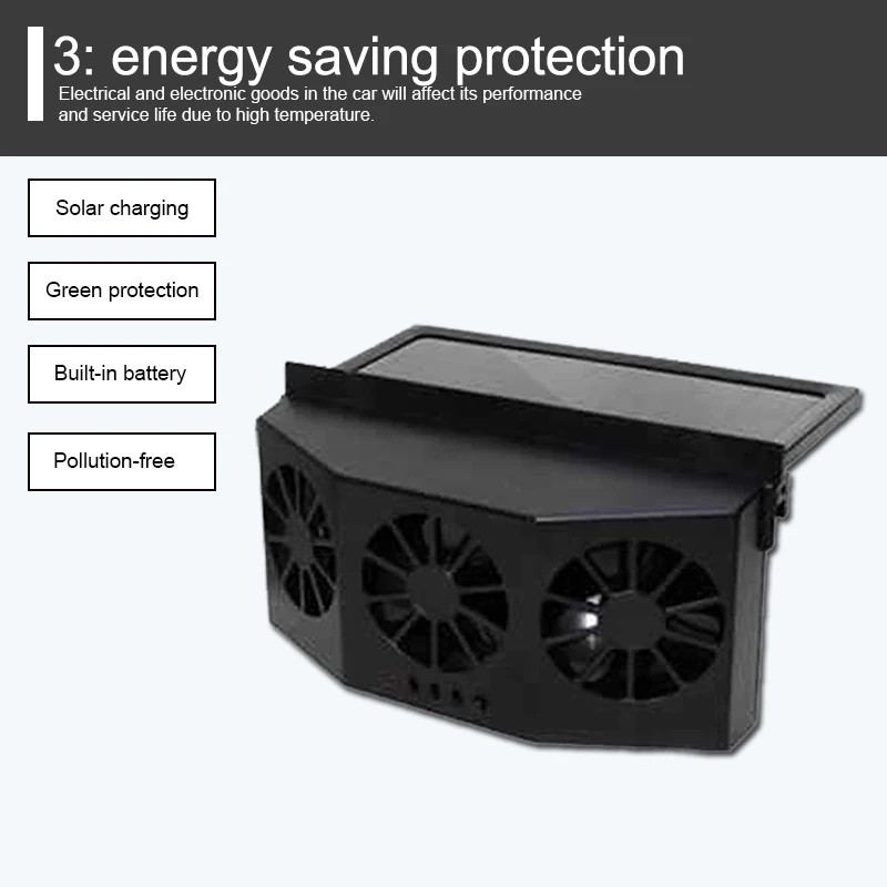 

Solar Energy Car Fan Air Purifier System Air Vent Car Gills Cooler Automatic Rechargeable Exhaust Fan 8W