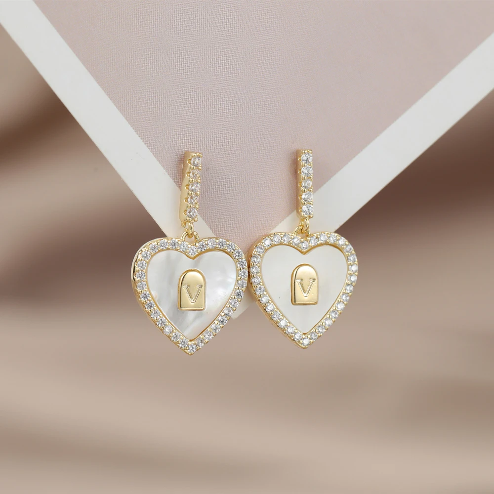 

ANSLOW High Quality Fashion Cute Korean Zircon Love Friend Heart Charms Drop Earring INS Women Valentine Day BirthdayGift