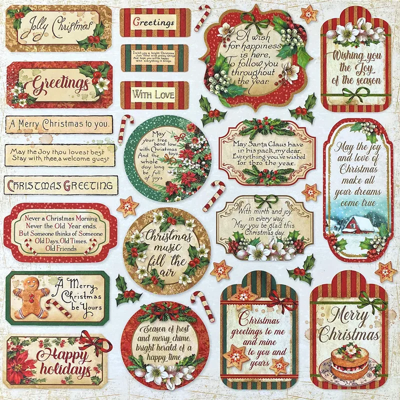 Christmas Sticker Scrapbooking, Vintage Scrapbooking Labels