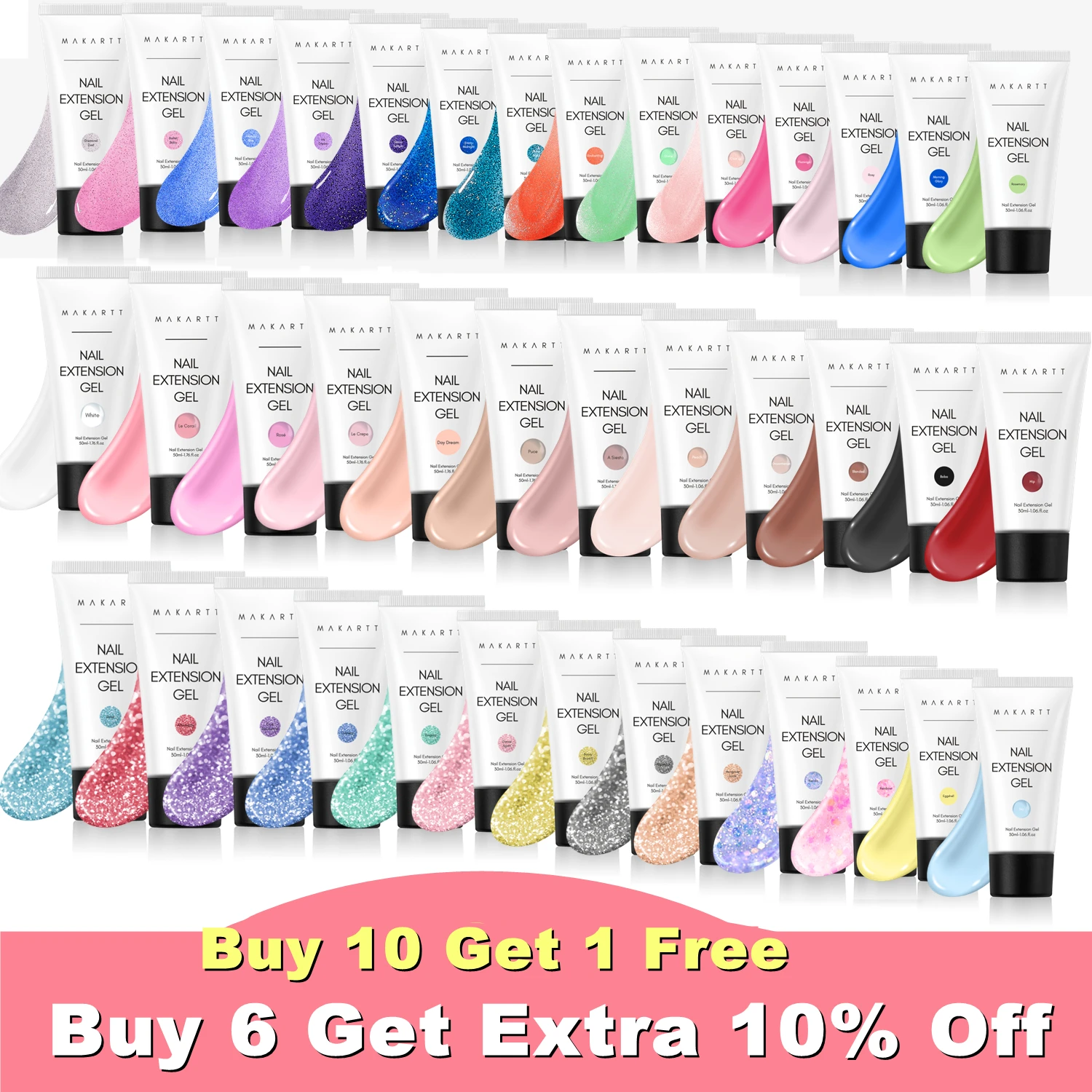 Makart Poly Extension Nail Gel 30Ml/50Ml Acrilico Nail Enhancement Nail Glitter Crystal Jelly Lacca Gel Trendy Nail Art Design