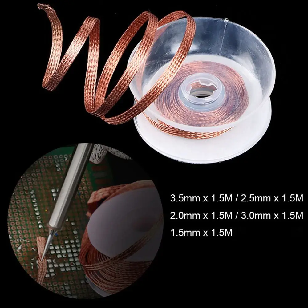 1.5/2.0/2.5/3.0/3.5mm Cleaning Tool Welding Copper Solde Wire Tin Solder Removal Desoldering Braid Tape Soldering Wick desoldering braid