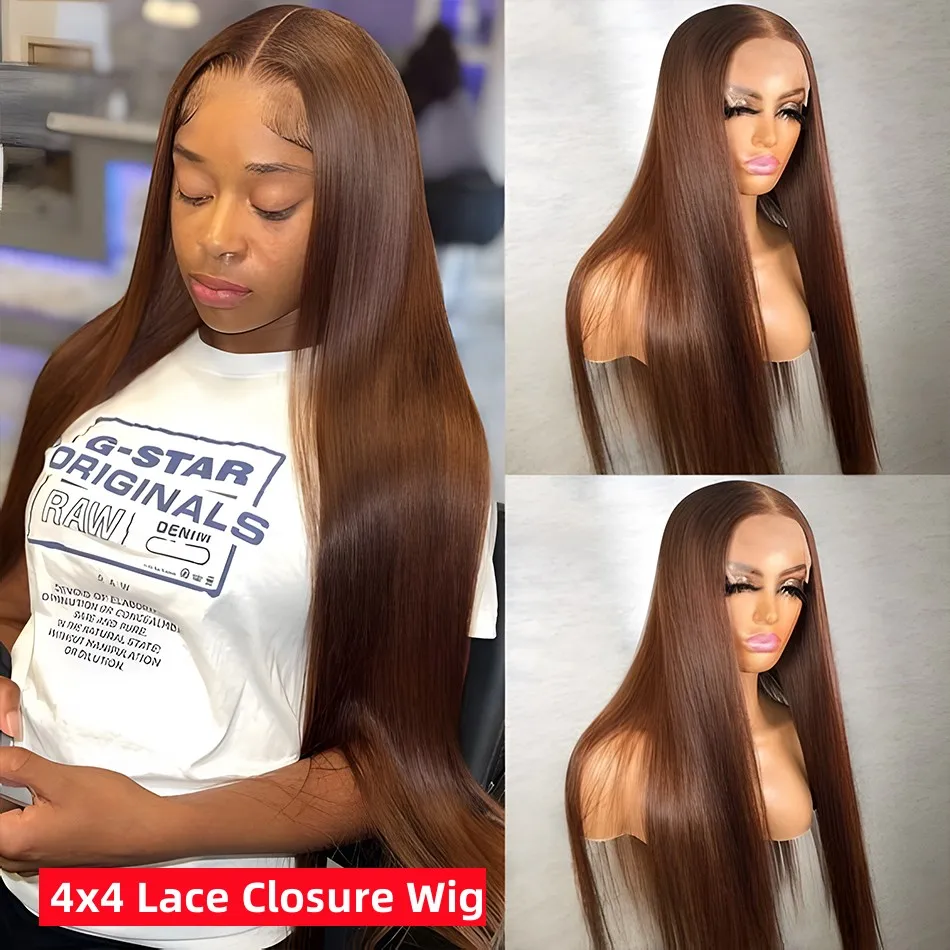 Chocolate Brown Lace Front Human Hair Wigs 13x6 Hd Lace Frontal Wig Straight 13x4 Glueless Preplucked Human Wigs Ready to Wear
