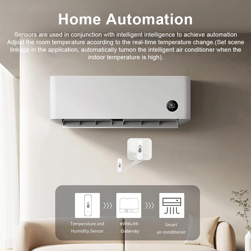 Ewelink ZigBee Smart Temperature Humidity Sensor Battery Powered APP Control The