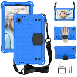 Kids Safe Shockproof Tablet Case with Stand and Shoulder Strap, 8.7 Inch, EVA Material, 2023 Edition for Tab 60 8.7 inch 2023 (Blue black)