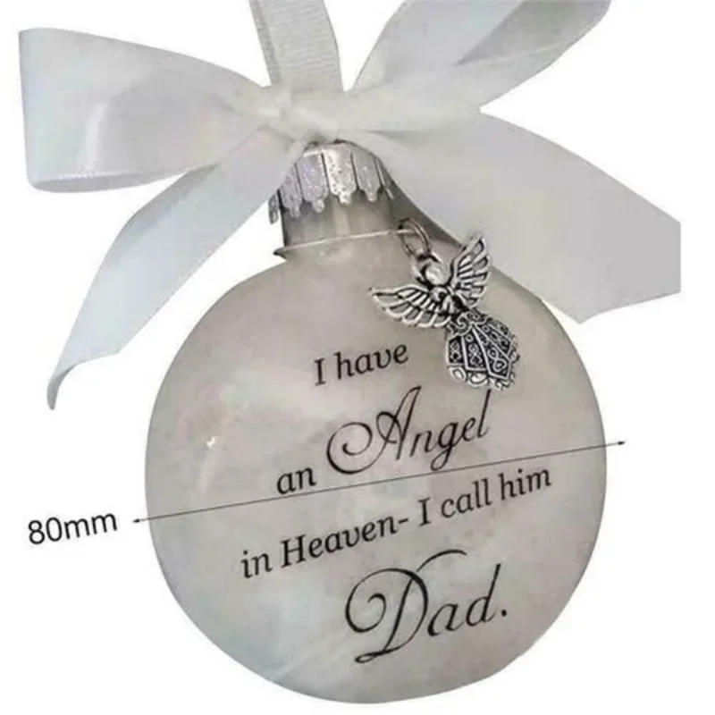 Christmas Tree Balls Commemorate Ornament Feather Ball Angel In Heaven Memorial Ornament Xtmas Tree Hanging In Memory of Mom Dad