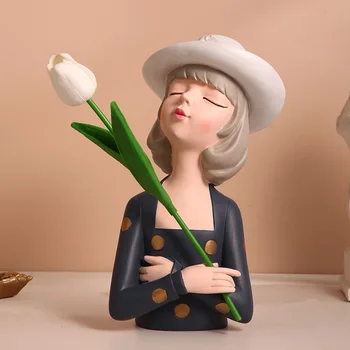 Statue de fille moderne et charmante, Figurine en résine, un accent de décoration élégant pour votre maison, le salon, la décoration de la pièce et du bureau, 1 pièce 1