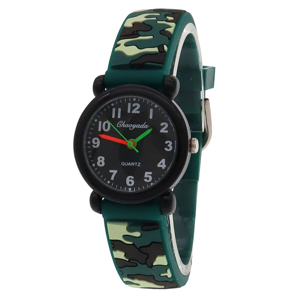 2024 New Style Fashion Children Child Boys Girls Silicone Camouflage Digital Quartz Wristwatch Students Learn Time Watch 4