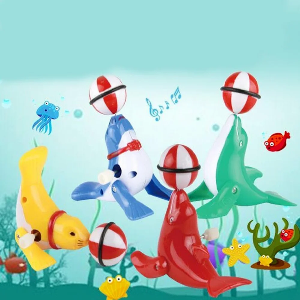 

Cute Sea Lion Wind Up Toys Baby Bath Toys Plastic Clockwork Pool Toy Funny Water Play Games Educational Toys for Children Gifts