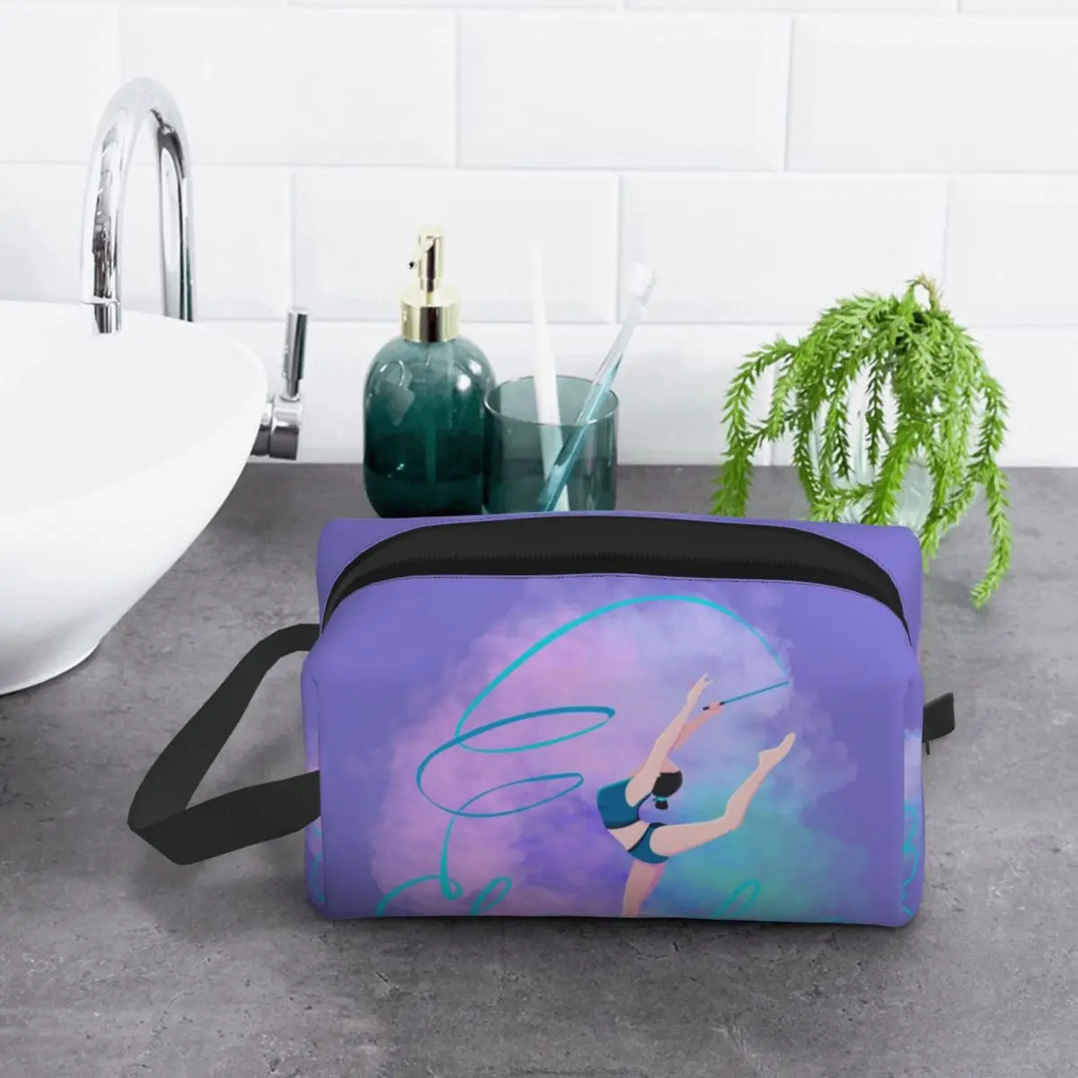 Custom Kawaii Dance Rhythmic Gymnastics Travel Toiletry Bag for Women Cosmetic Makeup Bag Beauty Storage Dopp Kit 6