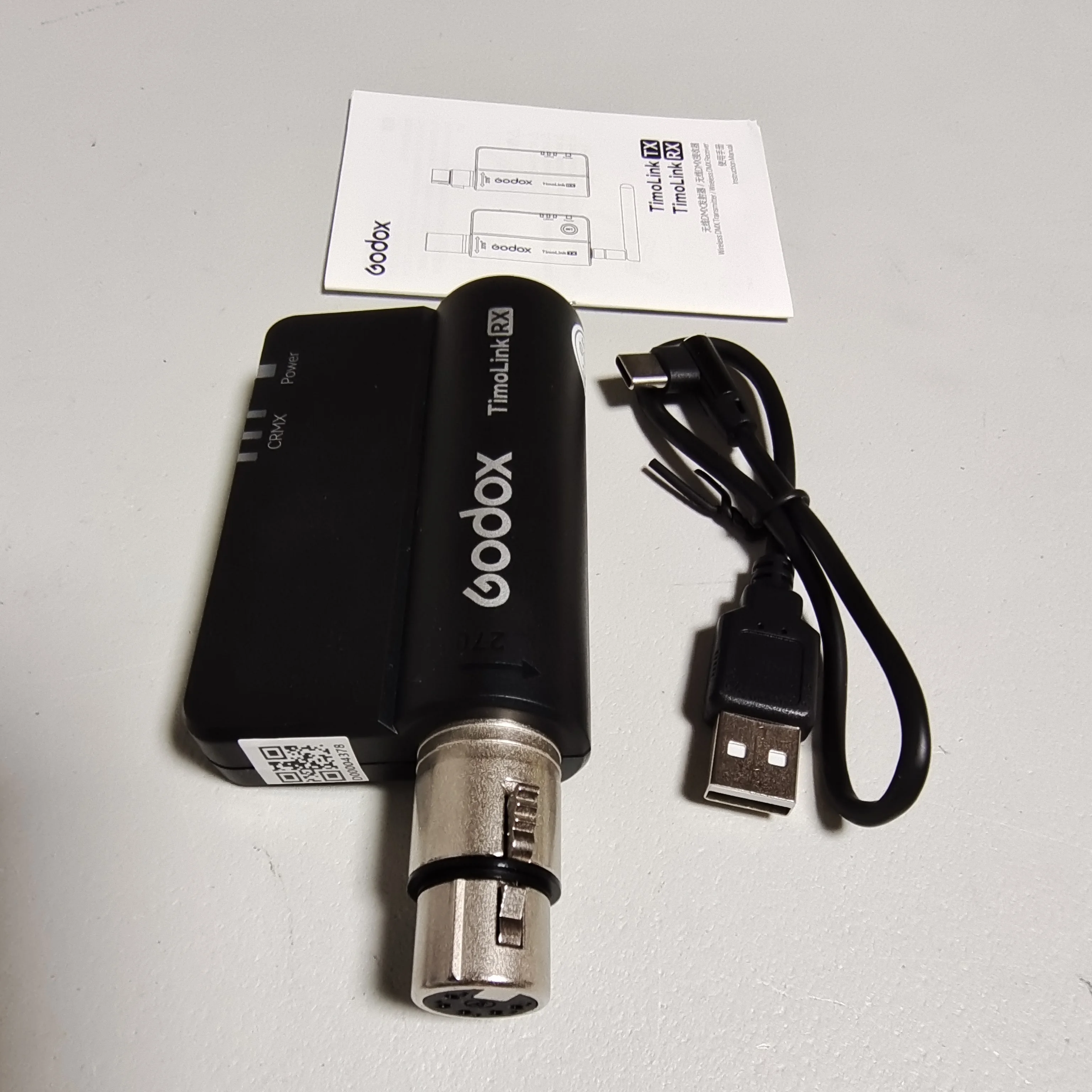 Godox TimoLink TX RX 무선 DMX 송신기 리시버 세트, 자동 주파수 호핑, CRMX 루멘 라디오 내장