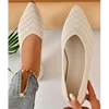 New 2024 Pointed Toe Flat Office Boat Solid Color Knitted Slip on Shoes Casual Ballet Flats Shoes Women Loafers Zapatos De Mujer 1