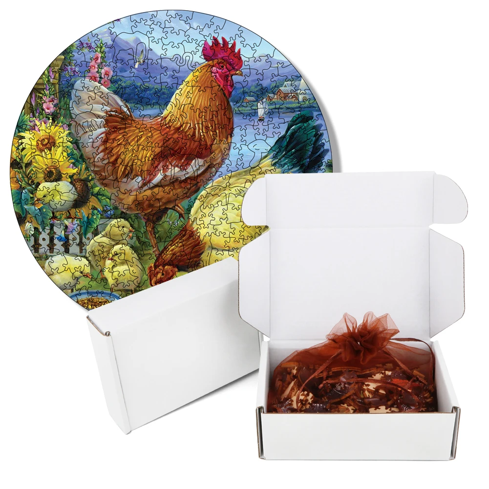 3D Puzzles Wooden Family Of Chickens Jigsaw Puzzle For Festiva Gifts Wood Puzzles Board Game Wood Animal Puzzle Toys For Kids 5