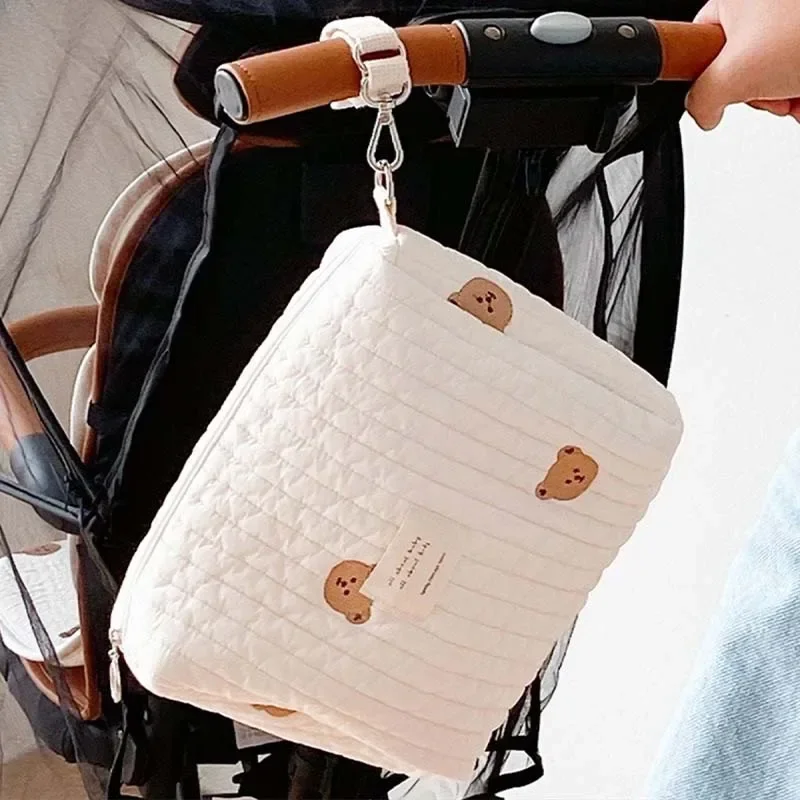 

Ins Cotton Diaper Bag for Stroller Hanging Bag Baby Items Nappy Caddy Organizer Mommy Bag Zipper Cute Women Makeup Bag Kids