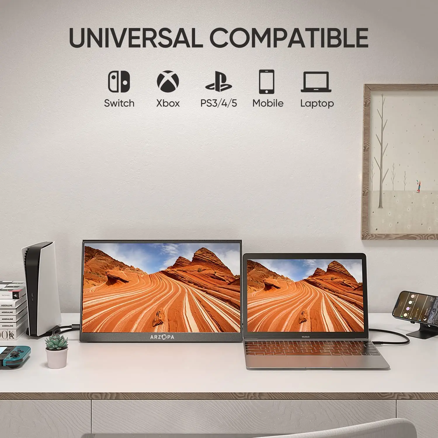 Arzopa-ポータブルモニター,15.6インチ,1080p,hdr ips,fhd,usb  c,hdmi,ラップトップ,pc,huawei,asus,スイッチ,xbox,ps4用