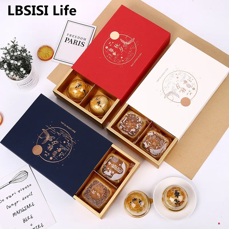 

LBSISI Life 10pcs 80g Mooncake Paper Boxes Handmade Pastry Cake Cookies Egg Yolk Crisp Mid-Autumn Festival Party Packaging Decor