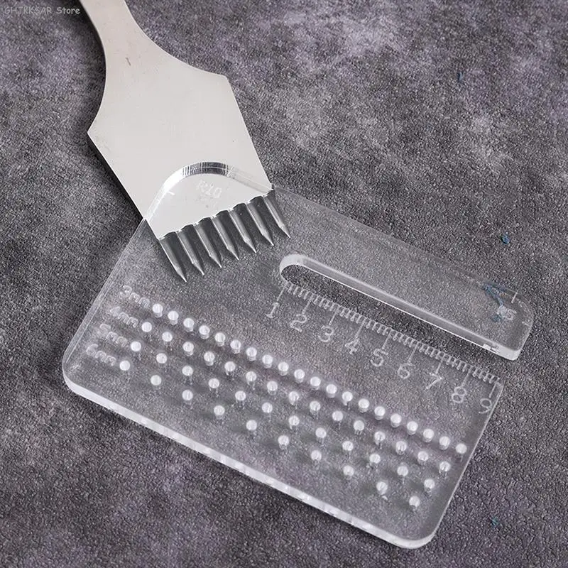 Multi-functional 4mm Thickened Puller Acrylic Rounded Cutting Distance Ruler Transparent Hitting Auxiliary Manual Leather Tool leather craft tool kit leather craft tool leather craft tools leather tools