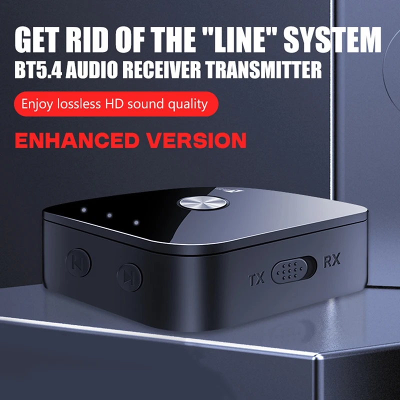 ABAC-Bluetooth 5.4 Audio Transmitter Receiver Aptx-Adaptive/HD/LL 3.5MM AUX 2-In-1 Wireless Hifi Adapter Stereo Music