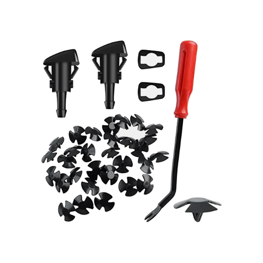 Windshield Washer Nozzles Kit,Fastener Remover with 30Pc Hood