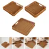 Imitation Rattan Bread Basket Woven Basket Rustic Snack Bread Trays Square Serving Basket Serving Tray for Drinks Vegetables 3