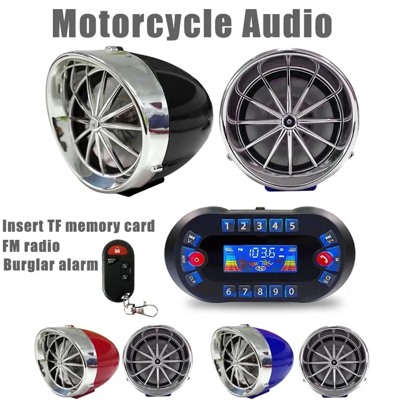 MT730 Motorcycle Bluetooth Speaker Amplifier Output 2.1A MP3 Music Player USB FM Radio Stereo LoudSpeaker Burglar Alarm Siren