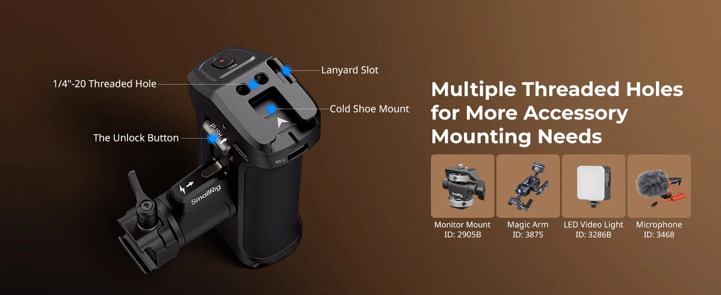 Rotating Side Handle with Trigger REC for Selected Sony Mirrorless Cameras for S