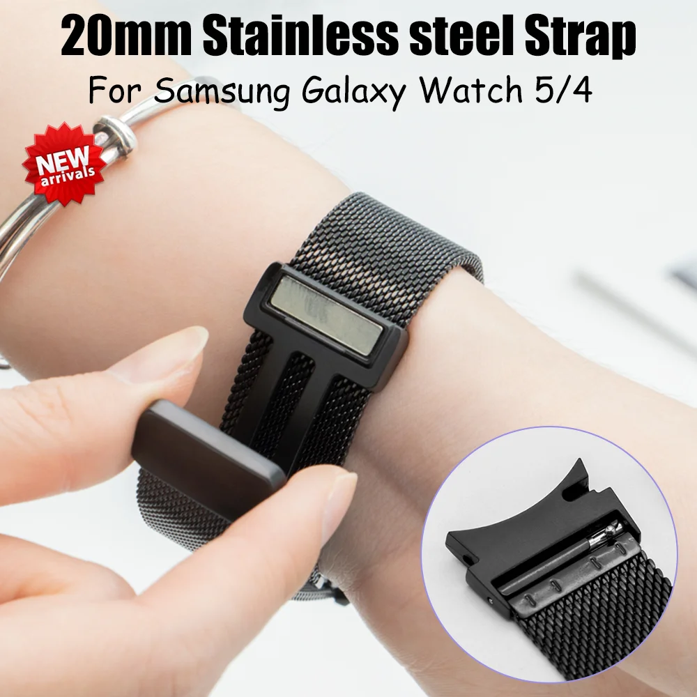 

20mm Stainless steel Strap For Galaxy Watch 6/5/5pro 40mm 44mm 45mm Milan Band For Samsung Galaxy watch 6 classic 43mm 47mm 42mm