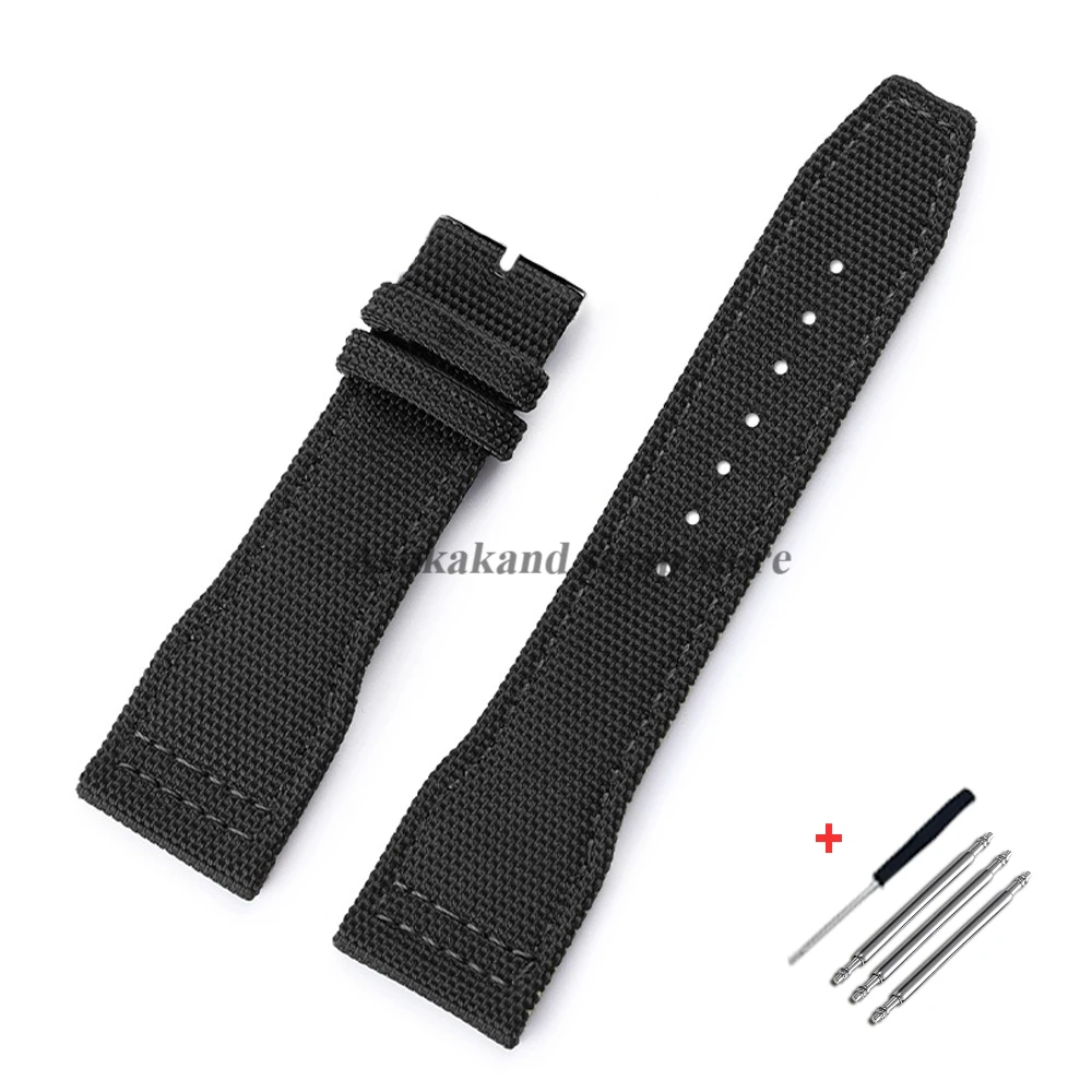 Versatile Nylon Canvas Leather Watch Strap with Sport Folding Buckle - Durable Fabric Bracelet Replacement