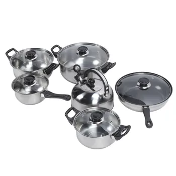Kitchen Cookware Set Stainless Steel Pots Pans Set Includes Saucepan Stock Pot Non Stick Frying Pan Tea Kettle