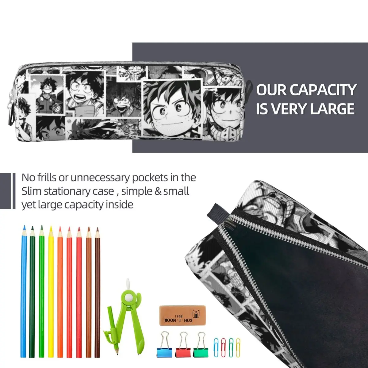 Creative Deku Collage Pencil Cases My Hero Academia Anime Pencil Pouch Pen Large Storage Bag School Supplies Gifts Stationery