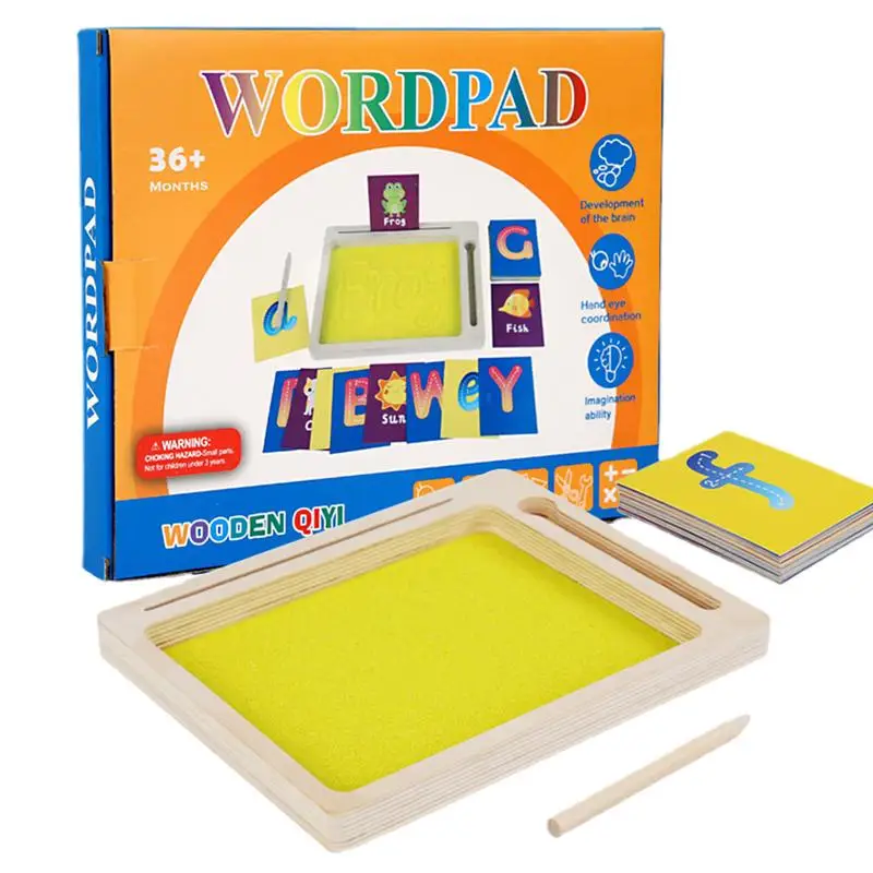 

Игрушки Монтессори, поднос для песка, детская игрушка, языковая игрушка Монтессори, поднос для письма, желтый песок, Дошкольное обучение для детского сада