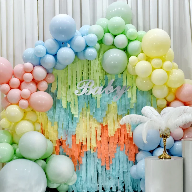 Rainbow Crepe Paper Streamers for Wedding Birthday Party Backdrop Decoration 3pcs/set