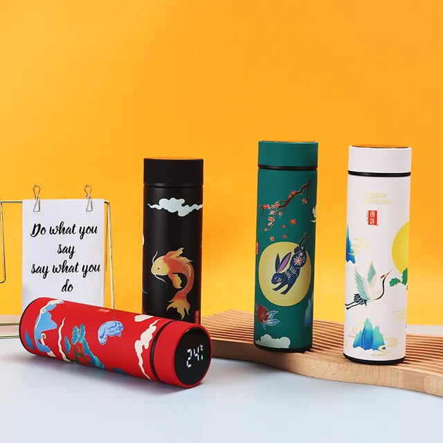 Creative National Water Bottle 304 Stainless Steel Intelligent Insulation Touch Display Vacuum Mup Beautiful Chinese Style Cup 3