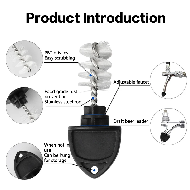 2Pcs Beer Faucet Deep Cleaning Brush Beer Tap Cap Plug Cleaner For Home Bar Faucet Hygiene Tool Nylon Bristle Brushes Portable