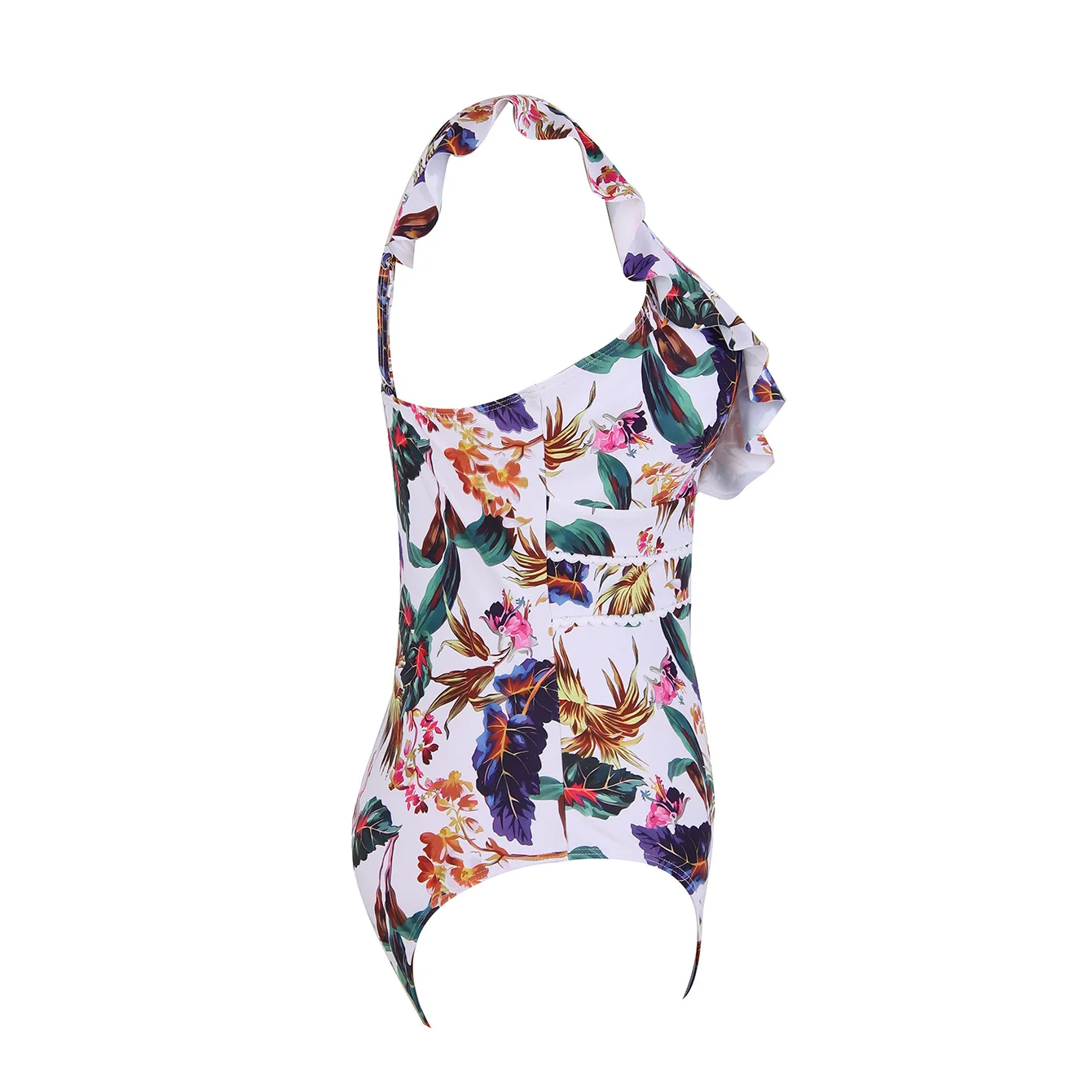 New Fashion Swimwear One-piece Swimsuit Women's Flying Edge Deep V Printing Sling High-waisted Bikini Summer Beach